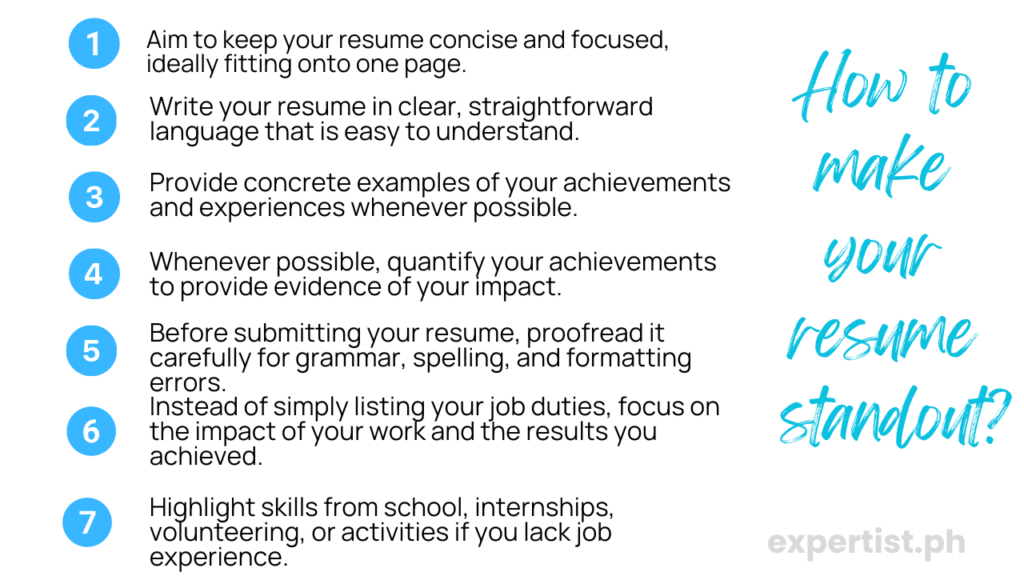 By following these writing tips, you can create a standout resume that effectively showcases your skills, experiences, and potential to employers.